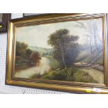 'THE LAKE ARUNDEL PARK', OIL ON BOARD, SIGNED F NILSON 1895, TITLE LABEL TO THE BACK, IN GILT FRAME