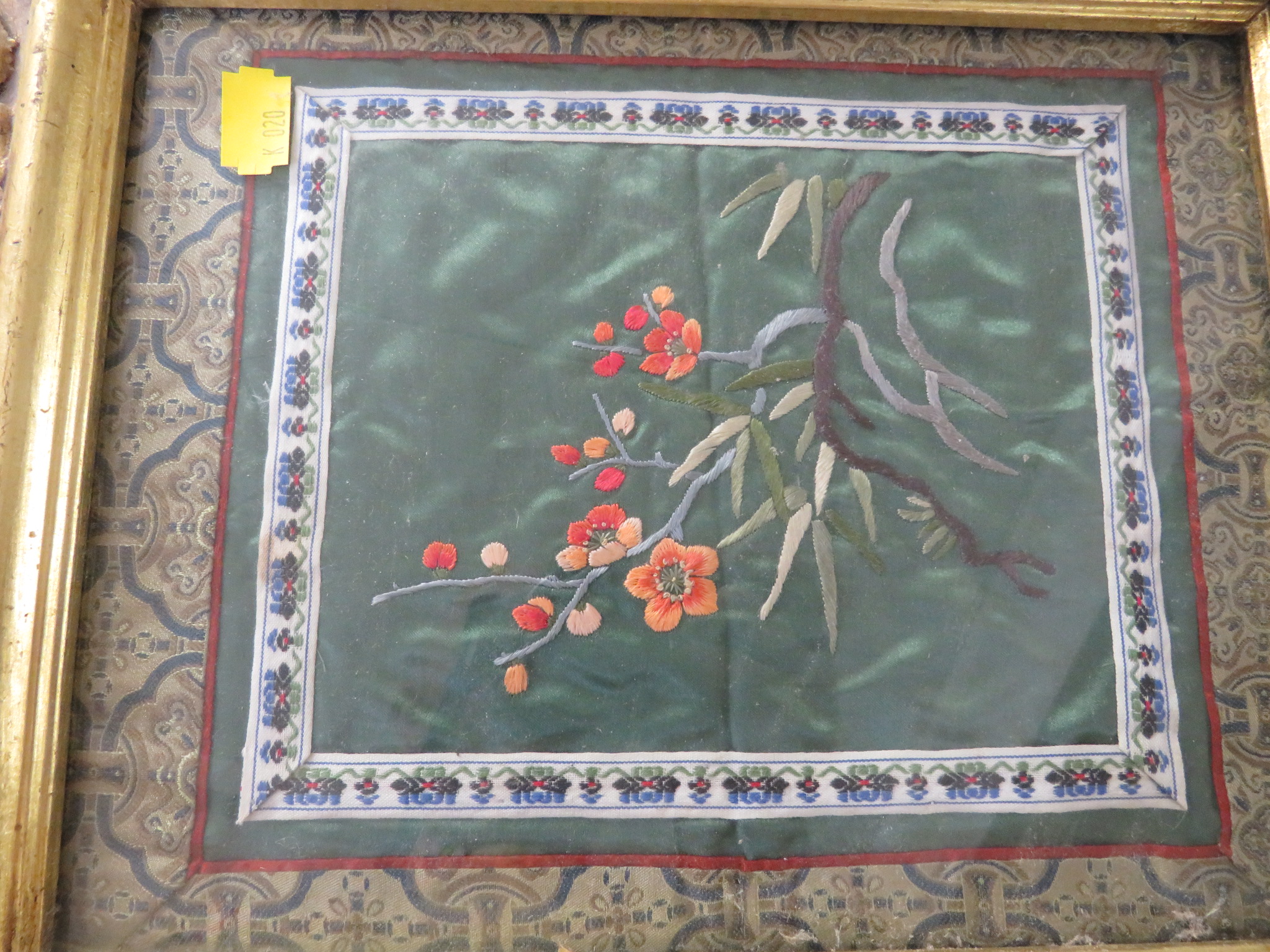 TWO ORIENTAL SILKS, AND FOUR OTHER SILK WORK PICTURES, EACH FRAMED AND GLAZED - Image 3 of 8