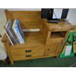 LIGHT OAK HALL TELEPHONE SEAT WITH SINGLE DRAWER AND SINGLE CUPBOARD DOOR (CUSHION FOR