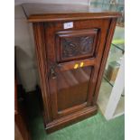 MAHOGANY POT CUPBOARD WITH CARVED FRONT PANEL