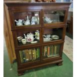 CHAPTER SIMPOLES MAHOGANY THREE TIER SECTIONAL BOOKCASE WITH HINGED GLAZED DOORS