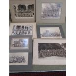 MOUNTED BLACK AND WHITE PHOTOGRAPHS OF MILITARY UNITS AND BAND, POSSIBLY FROM INDIA AND OTHER