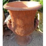 TEXTURED CLAY TWO PIECE GARDEN URN PLANTER (A/F)