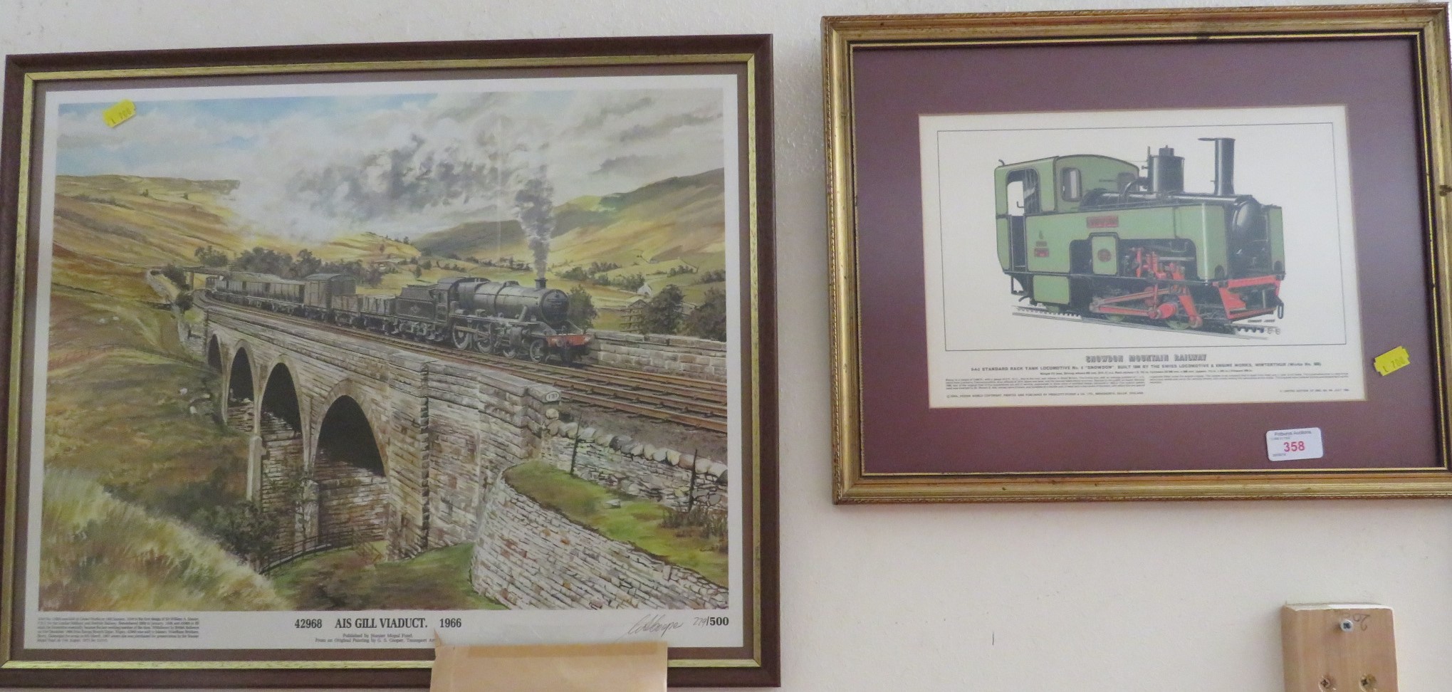FRAMED AND MOUNTED PICTURE OF LOCOMOTIVE 'SNOWDON MOUNTAIN RAILWAY', TOGETHER WITH LIMITED EDITION