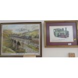 FRAMED AND MOUNTED PICTURE OF LOCOMOTIVE 'SNOWDON MOUNTAIN RAILWAY', TOGETHER WITH LIMITED EDITION