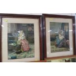 PAIR OF FRAMED AND MOUNTED COLOURED PRINTS OF MOTHER AND CHILD AFTER EVA HOLLYER
