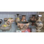 SEVEN REPRODUCTION ANCIENT GREEK STYLE POTTERY VESSELS