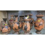 EIGHT REPRODUCTION ANCIENT GREEK STYLE POTTERY VESSELS