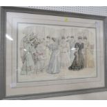 FRAMED AND MOUNTED PRINT OF LADIES IN PERIOD COSTUME