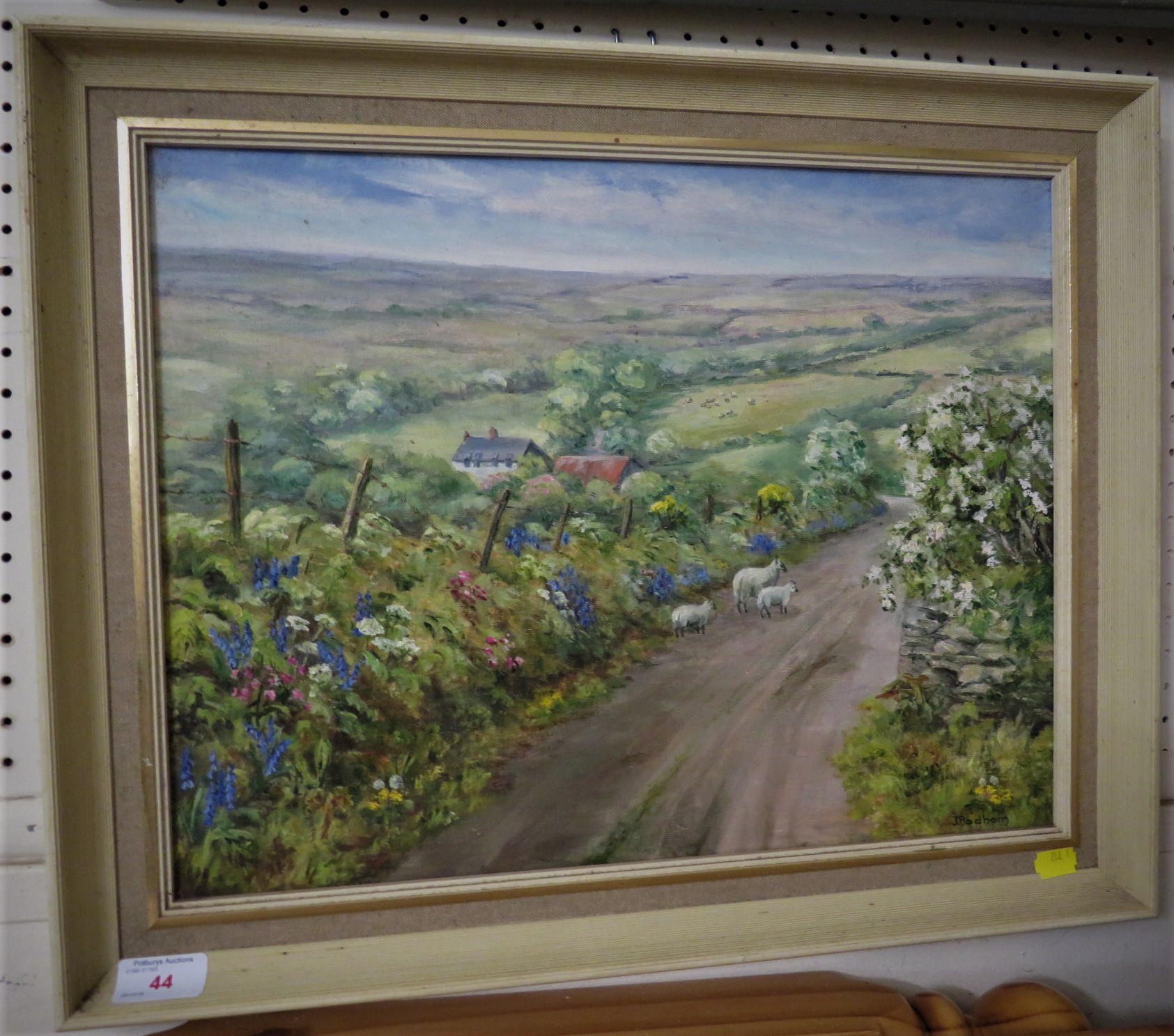 OIL ON BOARD OF COUNTRY LANE SIGNED J BADHAM