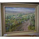 OIL ON BOARD OF COUNTRY LANE SIGNED J BADHAM