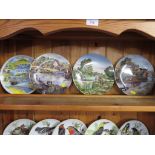 SEVENTEEN CHINA COLLECTORS PLATES AND DISHES INCLUDING BIRDS, RURAL WATERS AND COUNTRY SCENES