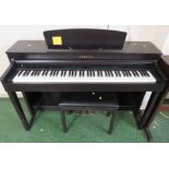 YAMAHA CLAVINOVA MODEL CLP-440 ELECTRIC PIANO WITH STOOL AND A SELECTION OF SHEET MUSIC AND SCORES