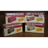 FOUR ATLAS EDITIONS 1:76 SCALE MODELS OF BUSES, BOXED AS NEW