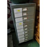 BISLEY METAL OFFICE UNIT WITH TEN SHALLOW DRAWERS