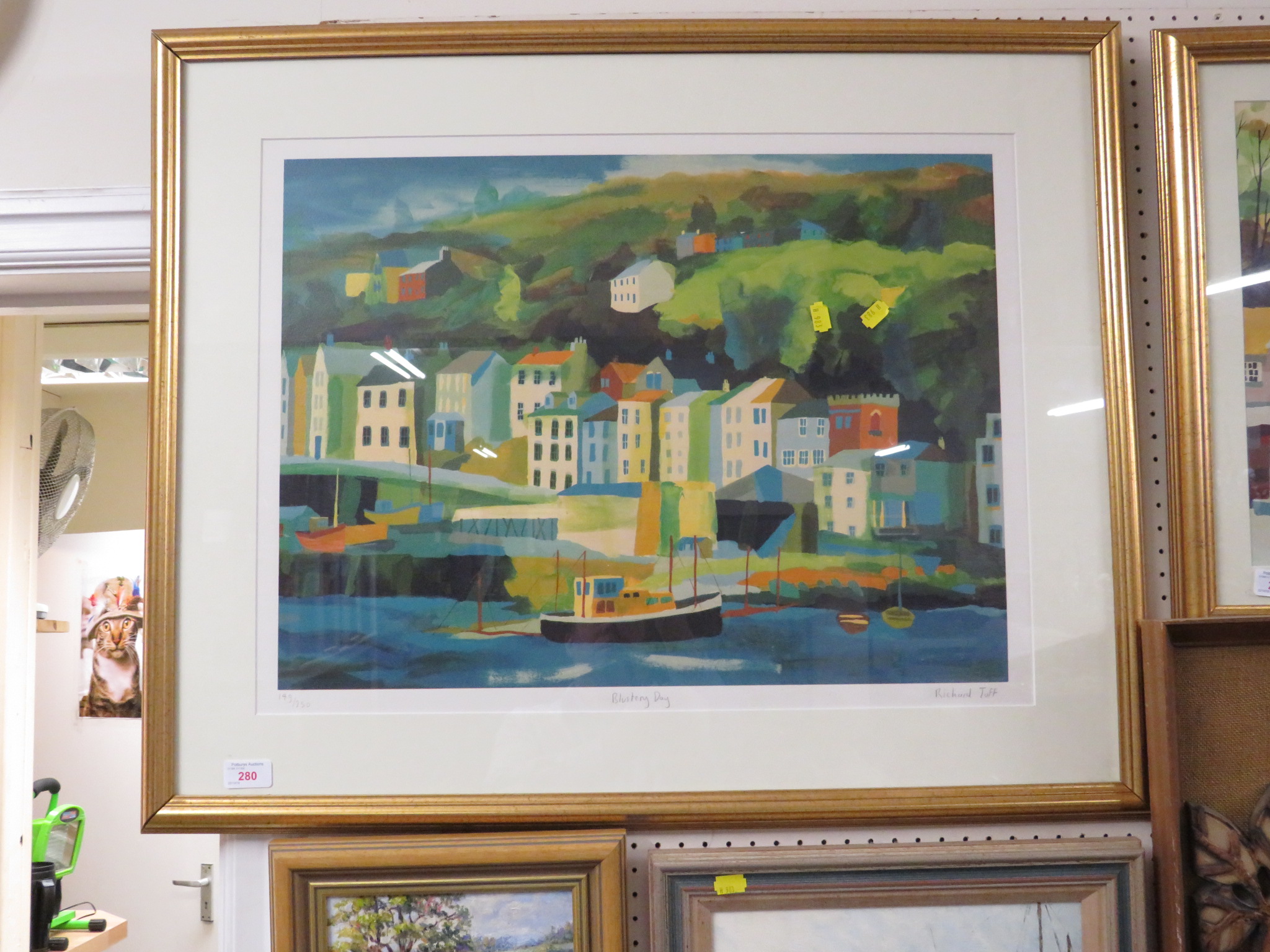 FRAMED AND GLAZED LIMITED EDITION COLOUR PRINT 'BLUSTERY DAY' AFTER RICHARD TUFF, SIGNED AND