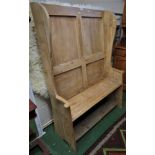 STRIPPED PINE HIGH BACKED SETTLE