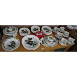 PORTMEIRION 'THE HOLLY AND THE IVY' DINNER AND TEAWARE - SIX CUPS AND SAUCERS, SIX TEA PLATES, SIX