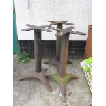 THREE CAST IRON BASES WITH TRIPOD FEET (FOR ENGINEER'S TABLES)