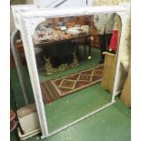 LARGE RECTANGULAR OVERMANTLE MIRROR IN A WHITE PAINTED MOULDED FRAME