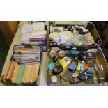 FOUR TRAYS OF CRAFT MATERIALS, PAPER AND STATIONERY