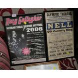 FRAMED RORY GALLAGHER POSTER, FRAMED OLYMPIC THEATRE POSTER FOR NELL THE OLD CURIOSITY SHOP, AND A