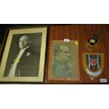 PENCIL AND CHALK CARICATURE OF MILITARY OFFICER SIGNED DEREK GLOVER (FRAMED AND GLAZED),