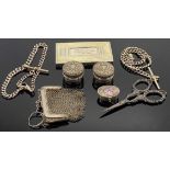 A silver card case and small articles of silver and imported silver. This lot comprises - (1) A