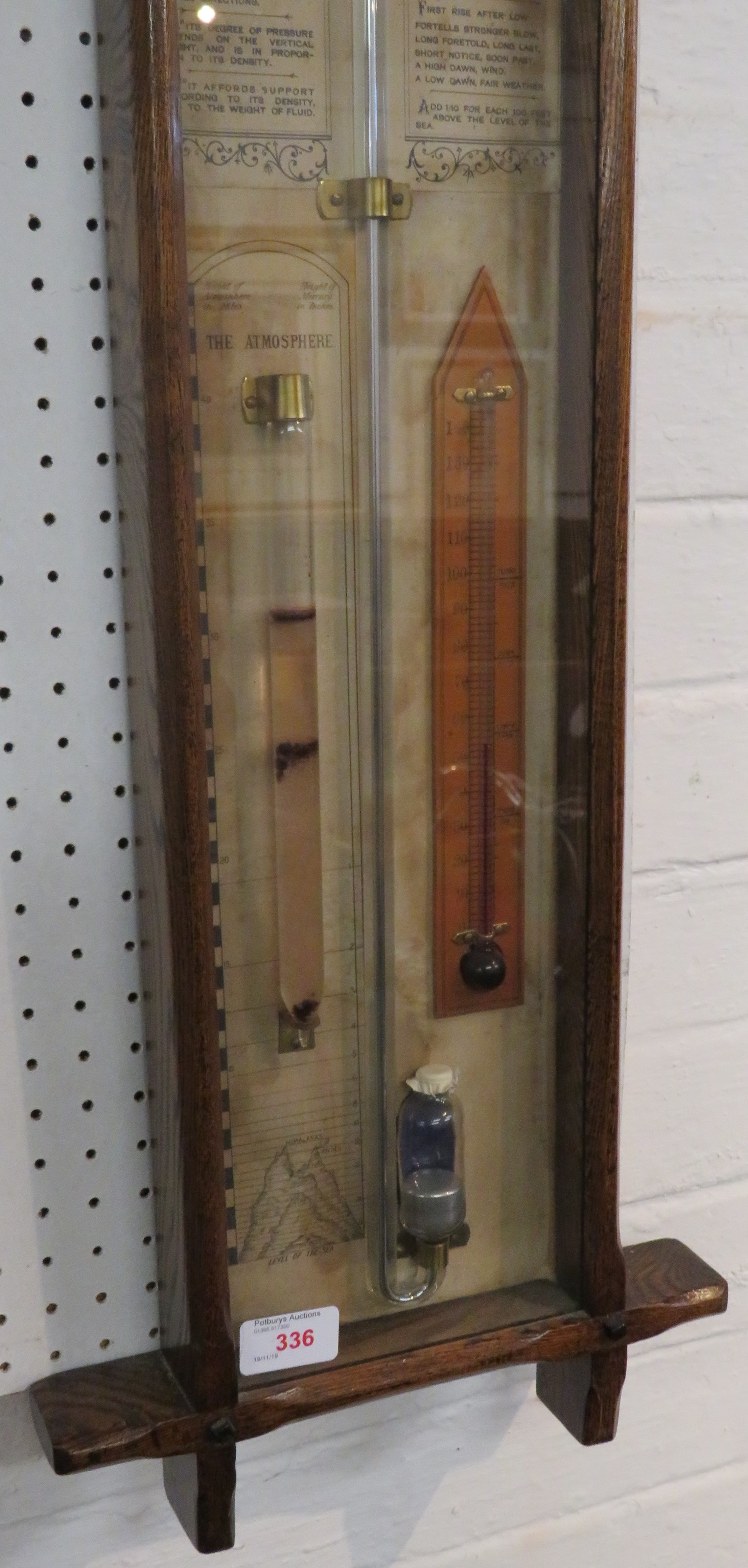 An Admiral Fitzroy barometer in oak case, height 102cm - Image 4 of 5