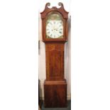 A 19th century eight-day long case clock with automaton dial, the mahogany case with small