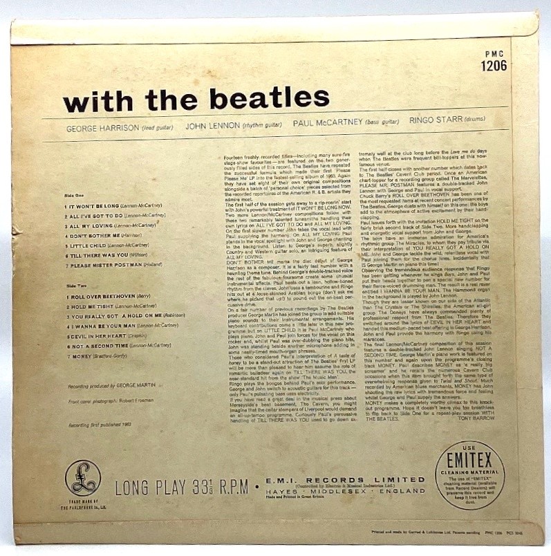 Beatles LP 'With The Beatles' (PMC 1206 XEX 447(8)-7N) mono - Image 2 of 2