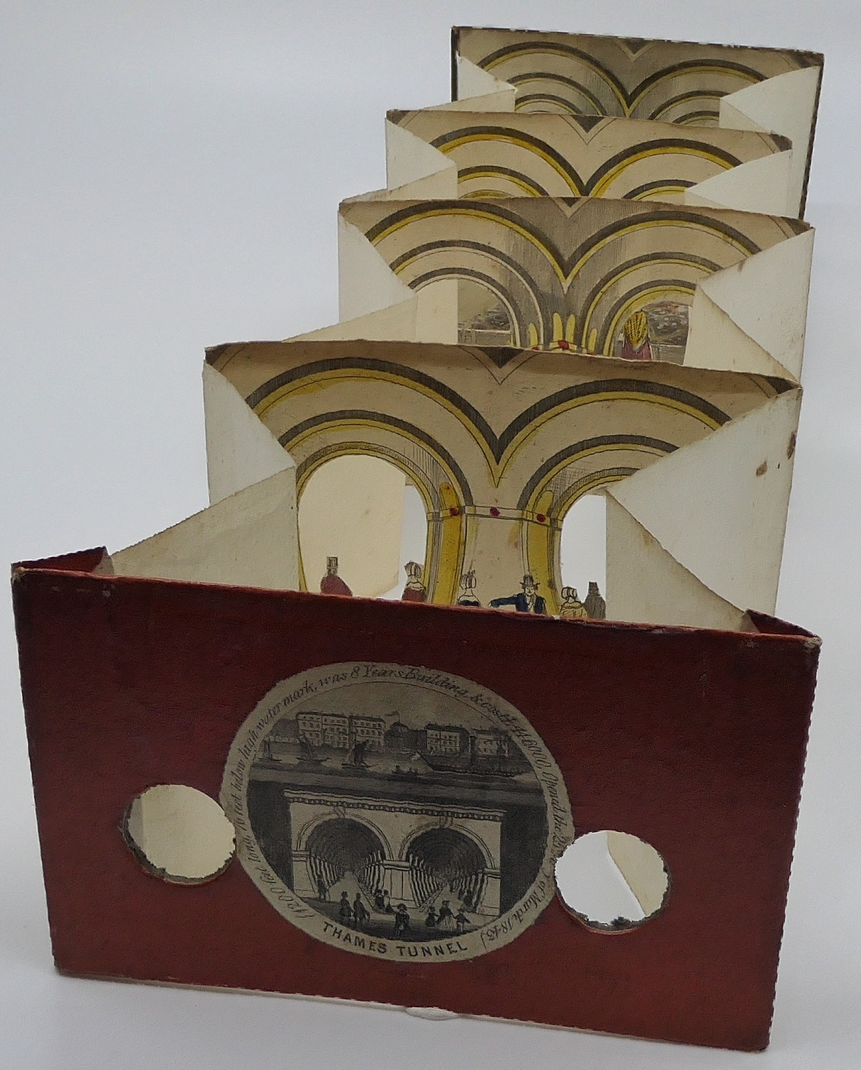 Victorian tunnel book perspective diorama of the Thames Tunnel, engraved with hand colouring, - Image 3 of 4