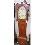 An eight day striking late Victorian long case clock in light polished mahogany with ebony stringing