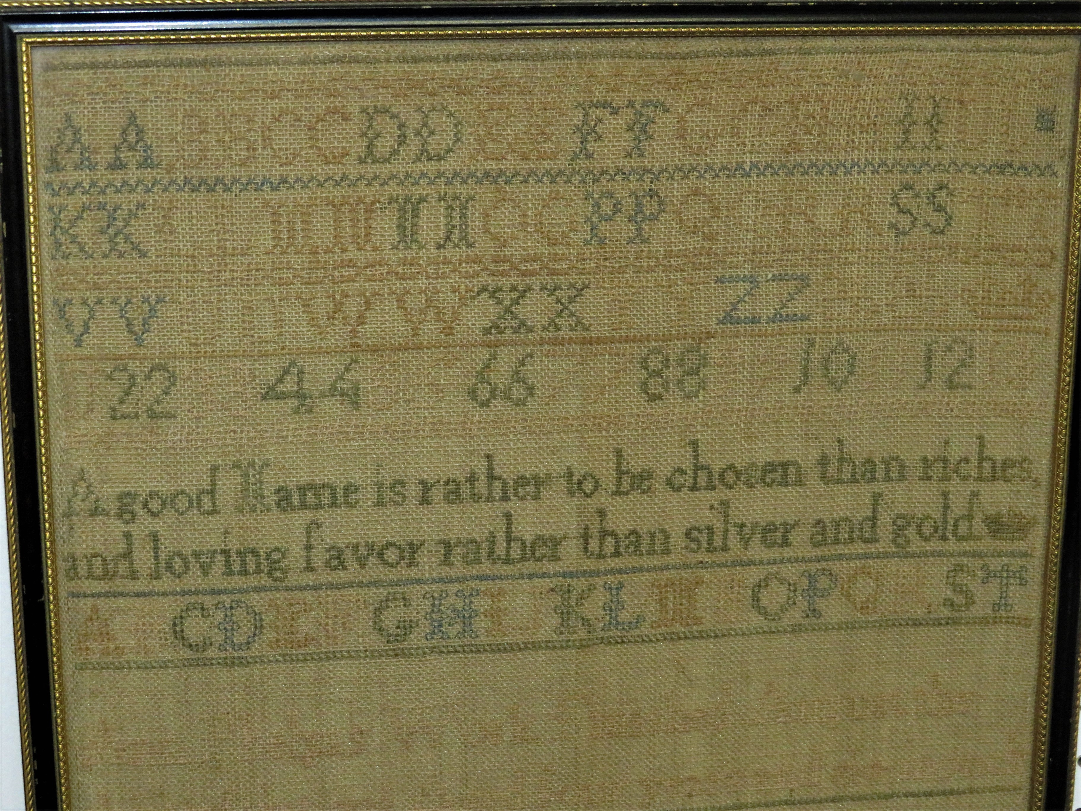 Early 19th century sampler - A good name is rather to be chosen than riches and loving favor - Image 2 of 7