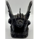 Indonesian carved black stonewood figure of Garuda, height 34.5cm, length 27cm, width 20.5cm