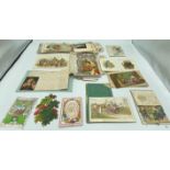 About seventy-five Victorian and Edwardian greetings cards, sweet heart, birthday, humorous, New