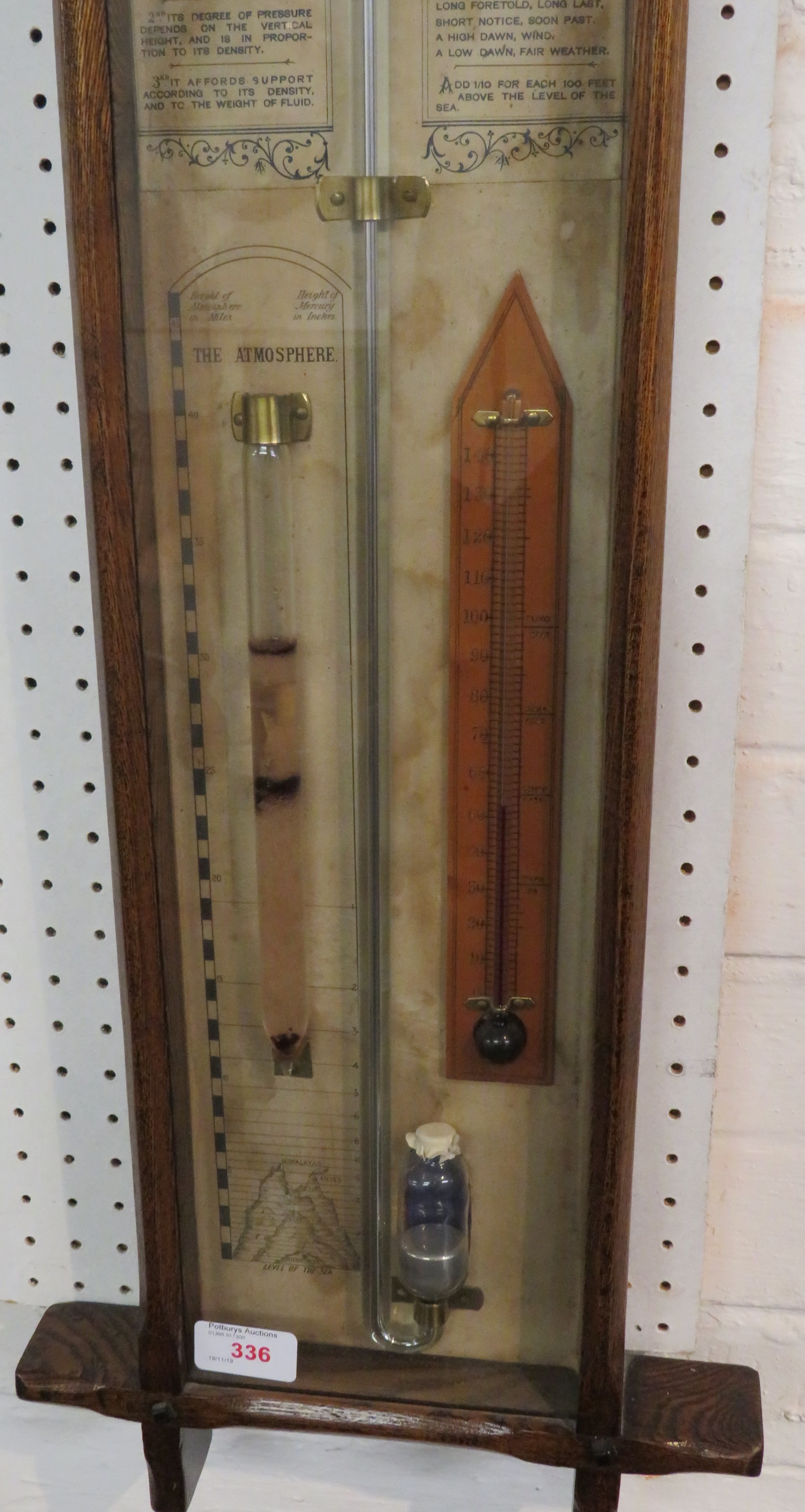 An Admiral Fitzroy barometer in oak case, height 102cm - Image 5 of 5
