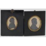 Two silhouette portraits of gentlemen - facing right (7.3cm x 5.8cm), oval mount, in a plain