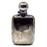 Silver pocket flask with a hinged lid with rotating catch, marks for London,1932, height 11cm, width