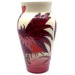 Dennis China Works limited edition cockerel vase, cream ground with two red cockerels standing in