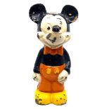 Cast iron figural door stop as Mickey Mouse standing, cold painted, yellow shoes, orange trousers