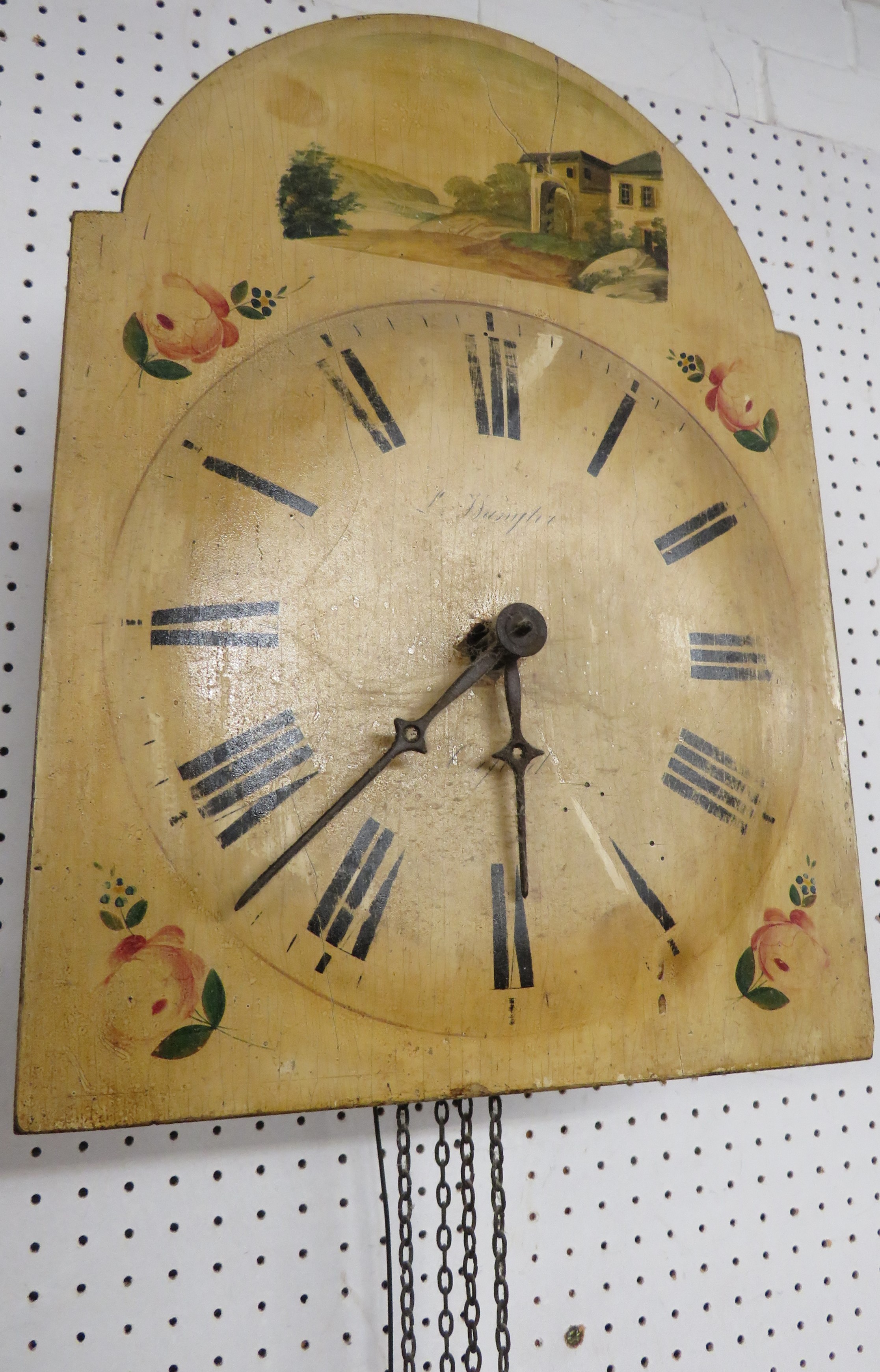 A Victorian chain driven wall clock by L Humphries (?) of Oxford. The open wooden dial has a Roman - Image 2 of 3
