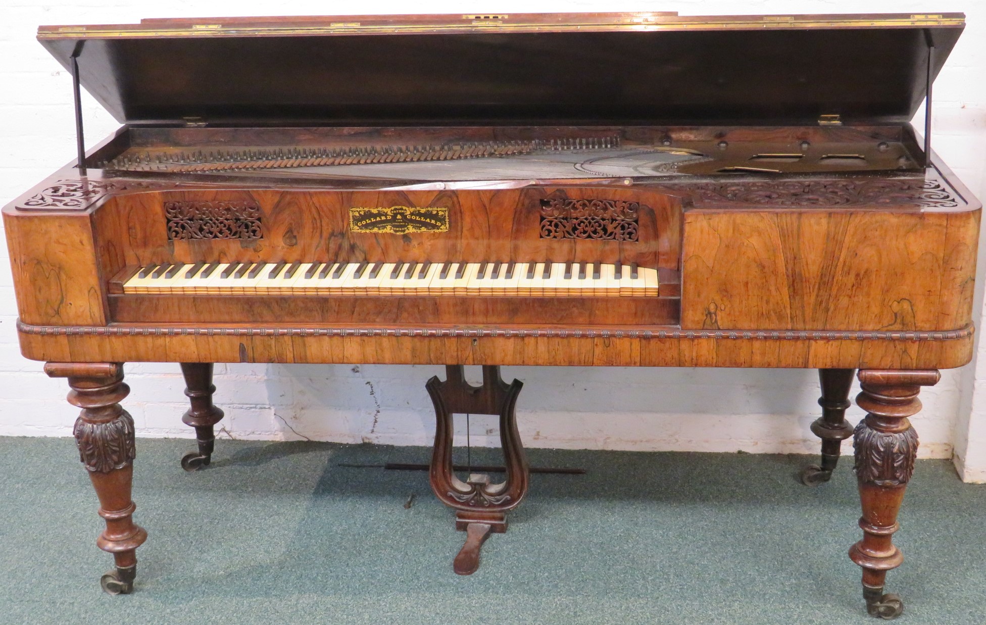 Collard and Collard mahogany and rosewood square piano, bearing gilded label 'PATENT COLLARD &