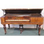 Collard and Collard mahogany and rosewood square piano, bearing gilded label 'PATENT COLLARD &