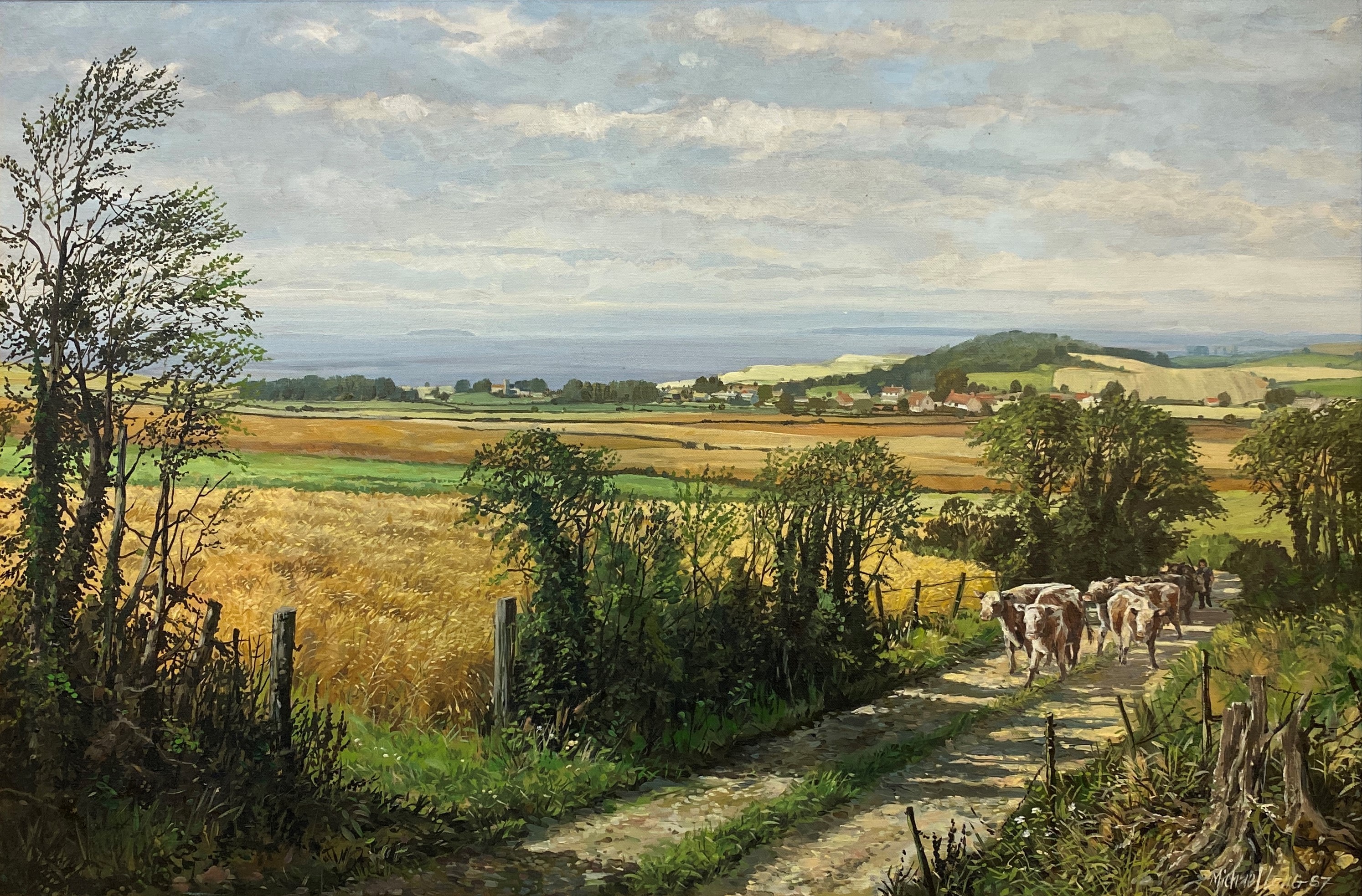 Michael Long - 'The View to East Quantox Head, Somerset', acrylic on canvas, (49cm x 74.5cm), signed