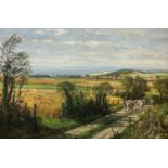 Michael Long - 'The View to East Quantox Head, Somerset', acrylic on canvas, (49cm x 74.5cm), signed