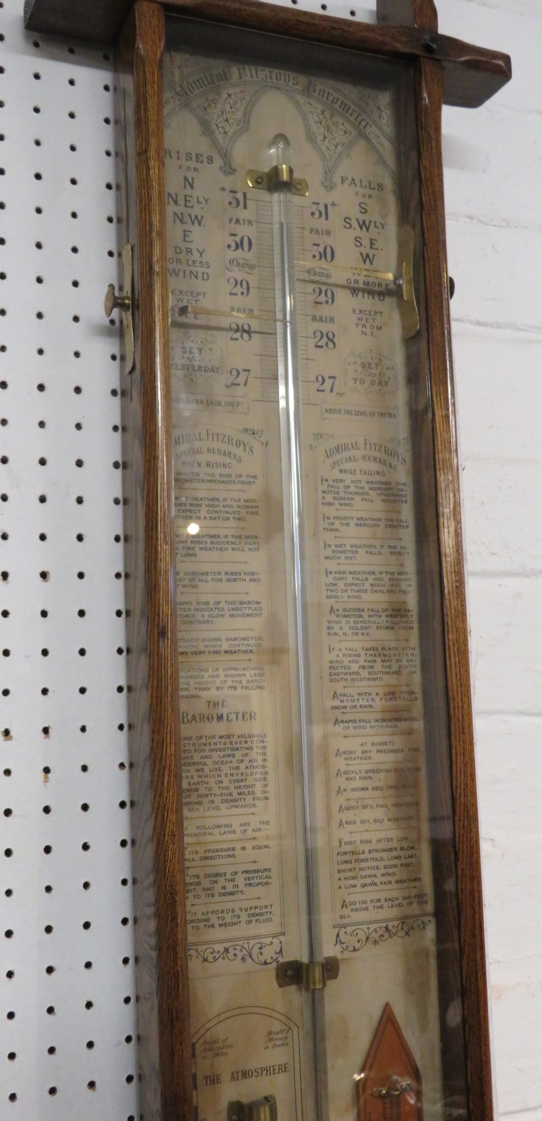 An Admiral Fitzroy barometer in oak case, height 102cm - Image 3 of 5