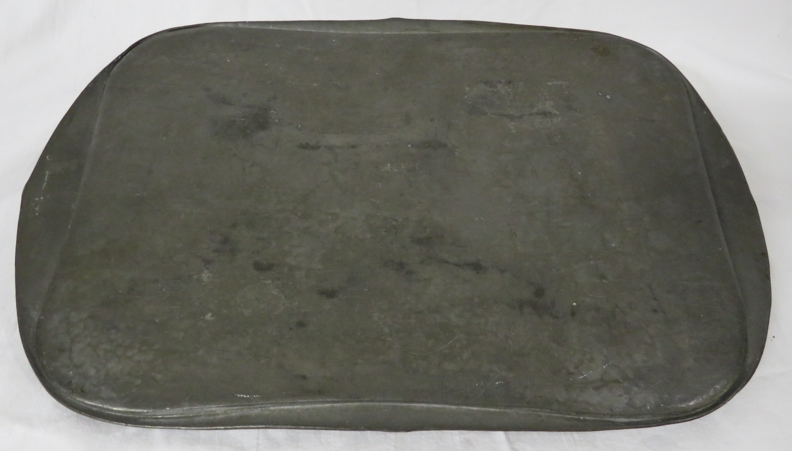 Arts and Crafts pewter serving tray, oblong with planished surface and two raised handles, 47.5cm - Image 4 of 5