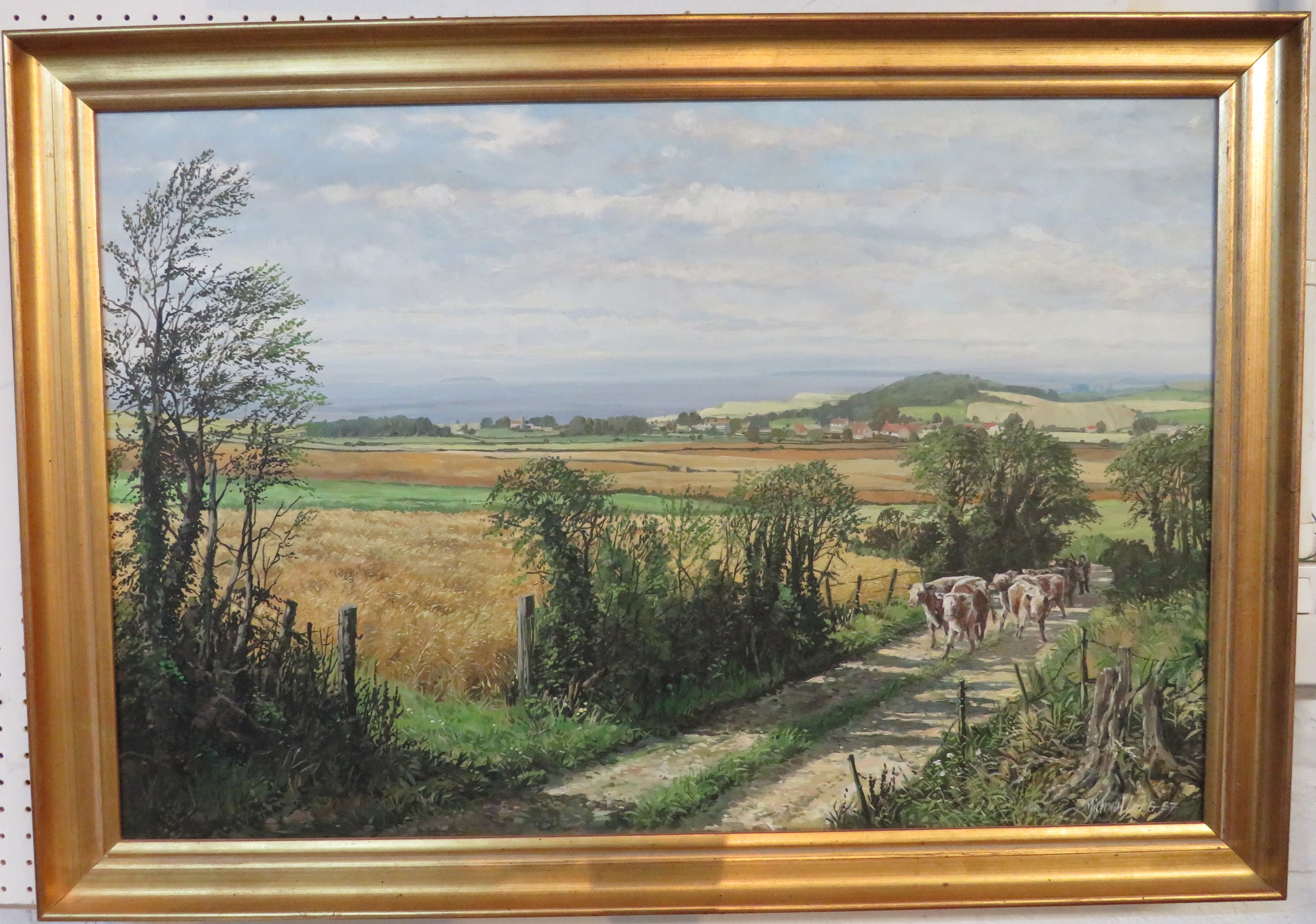 Michael Long - 'The View to East Quantox Head, Somerset', acrylic on canvas, (49cm x 74.5cm), signed - Image 2 of 2