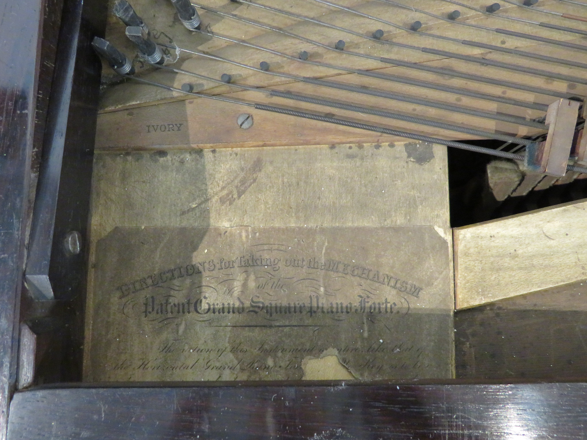 Collard and Collard mahogany and rosewood square piano, bearing gilded label 'PATENT COLLARD & - Image 10 of 14